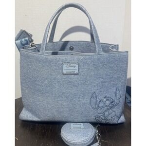 Loungefly Disney Lilo & Stitch Denim - Stitch  Bag Handbag Set W/ Coin Purse